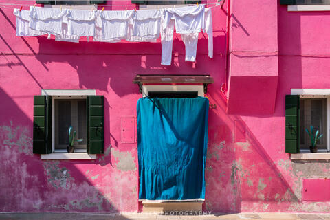 Blue & White on Pink